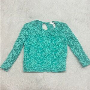Floral Lace Long Sleeve Top in Teal